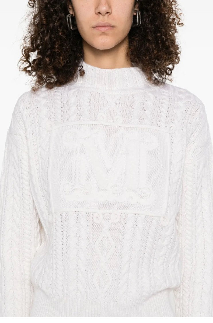Max Mara Wool-Cashmere Blend Top With Textured Cable Knit Design