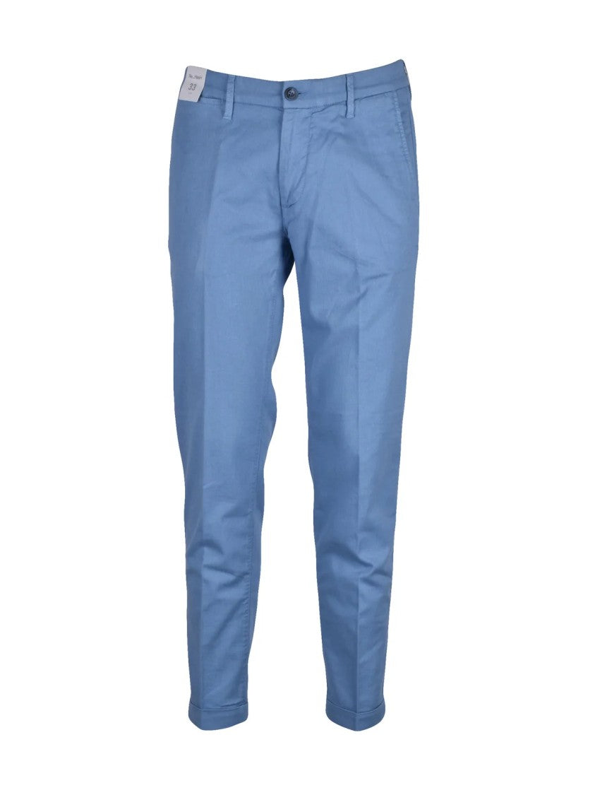 Re-Hash Blue Linen Cotton-Blend Tailored Trousers
