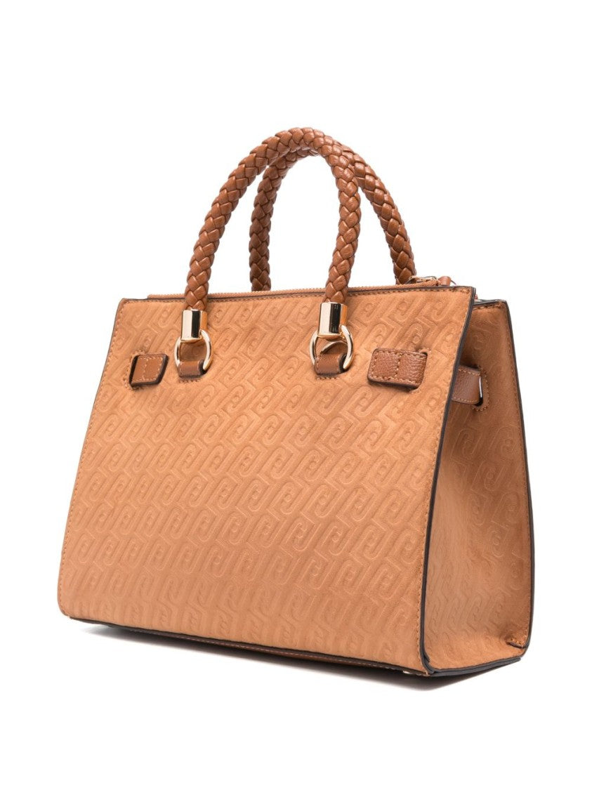 Liu Jo Brown All-Over Logo Braided Tote Bag