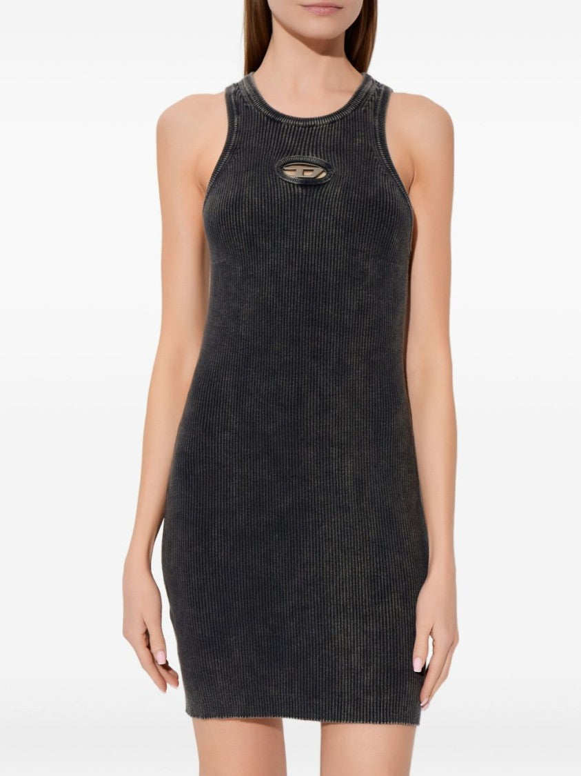 Diesel Dark Grey Ribbed Racerback Midi Dress