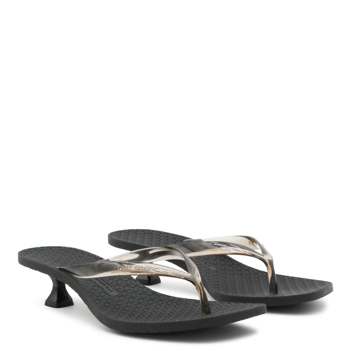 Tory Burch Black Rubber Flared Stiletto Sandals