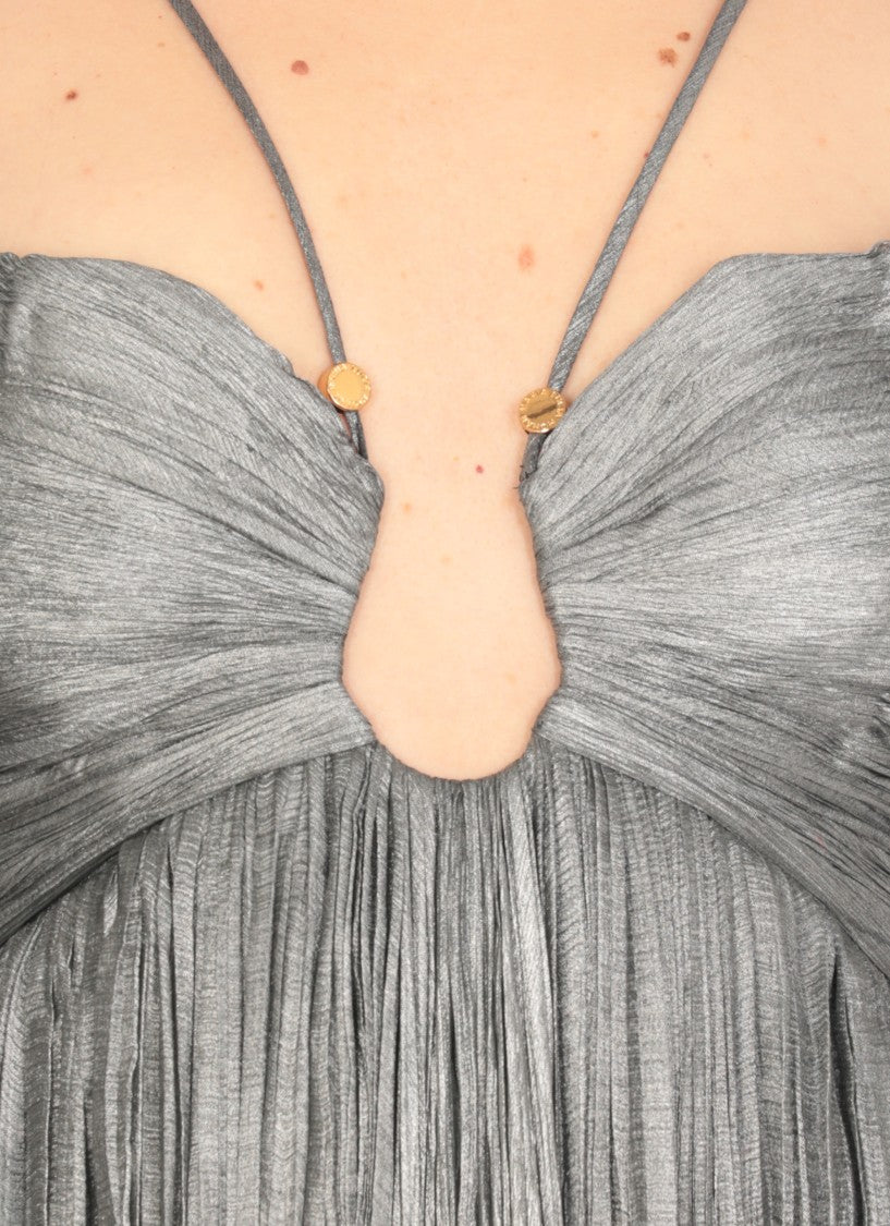 Maria Lucia Hohan Silk Draped Maxi Dress With Ruffle Details