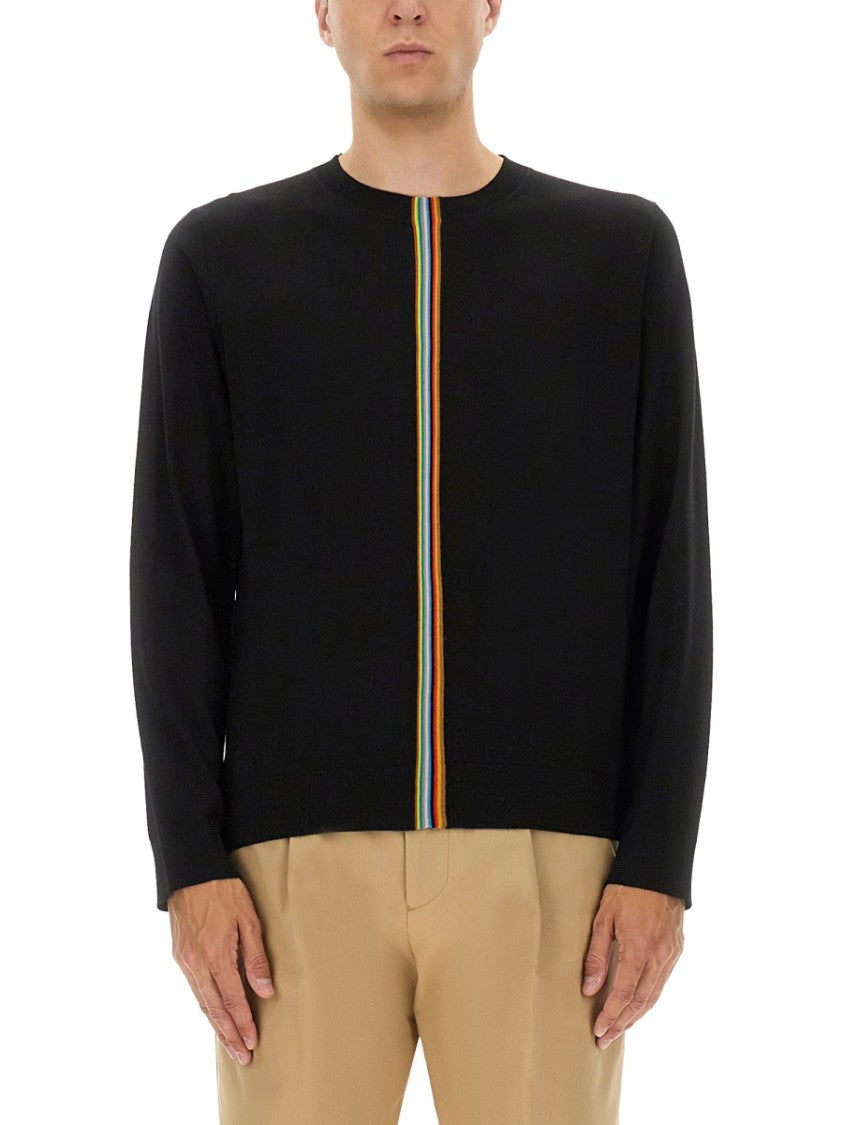 Paul Smith Merino Wool Jersey With Striped Detailing