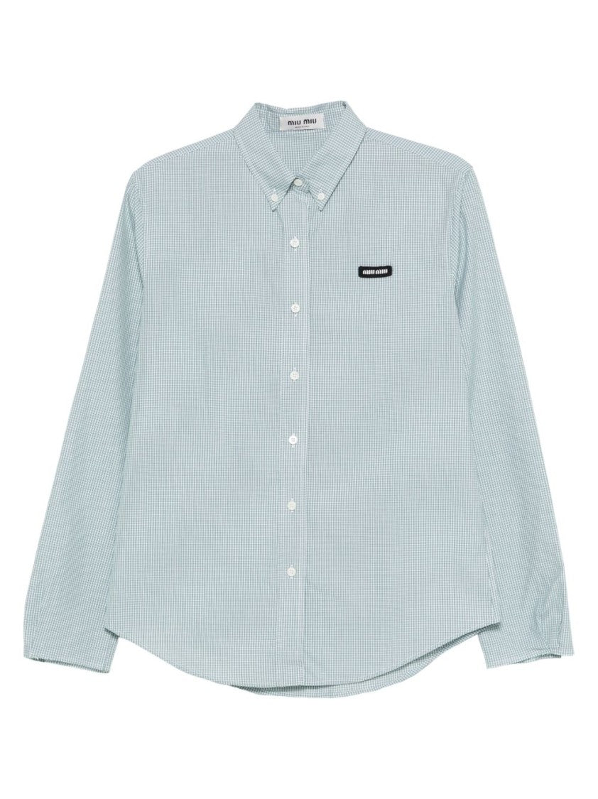 Miu Miu Blue Striped Poplin Classic Collar Shirt