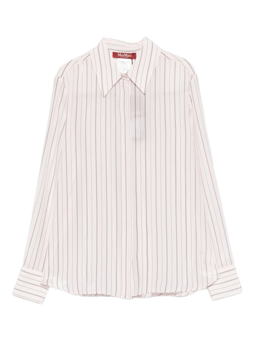 Max Mara Contrasting Vertical Striped Silk Shirt