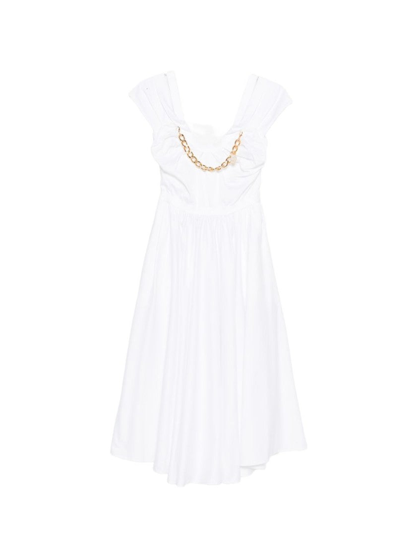 Elisabetta Franchi A-Line Midi Dress With Gold-Tone Chain Embellishment