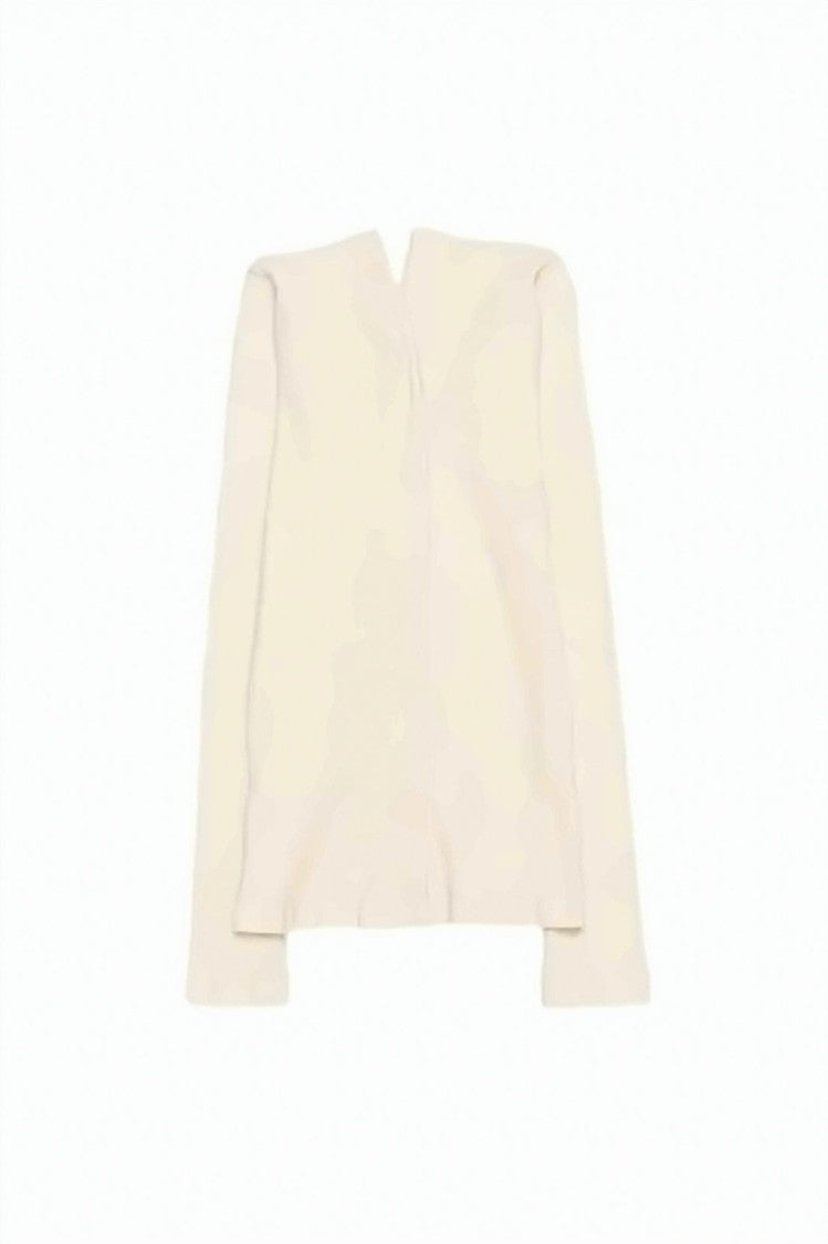 Baserange Ribbed White Cardigan With Open-Front Design