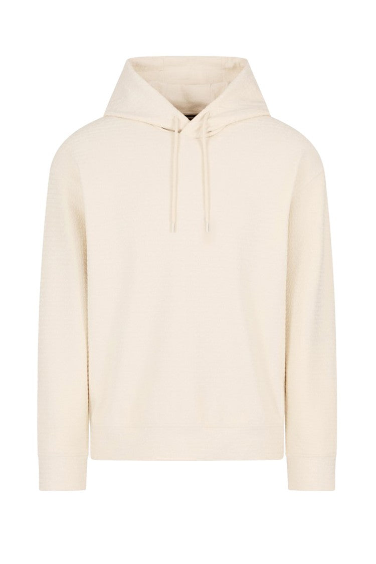 Emporio Armani Ecru Drawstring Lyocell-Blend Hoodie