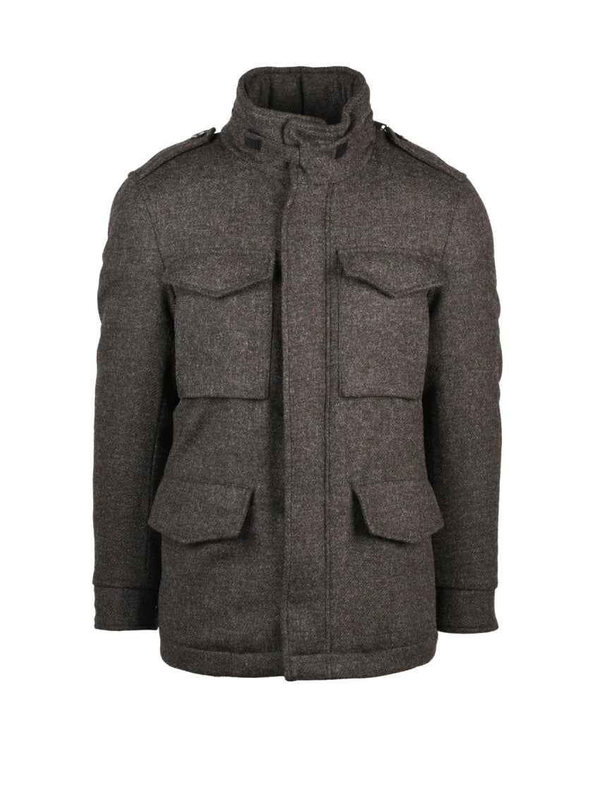 Gih Brown Teddy-Lined Virgin Wool Field Jacket