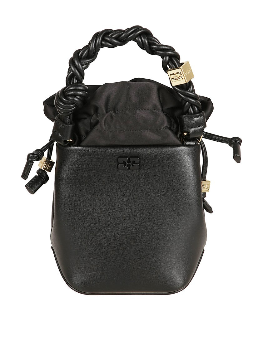 Ganni Bucket Bag In Recycled Leather With Embossed Logo