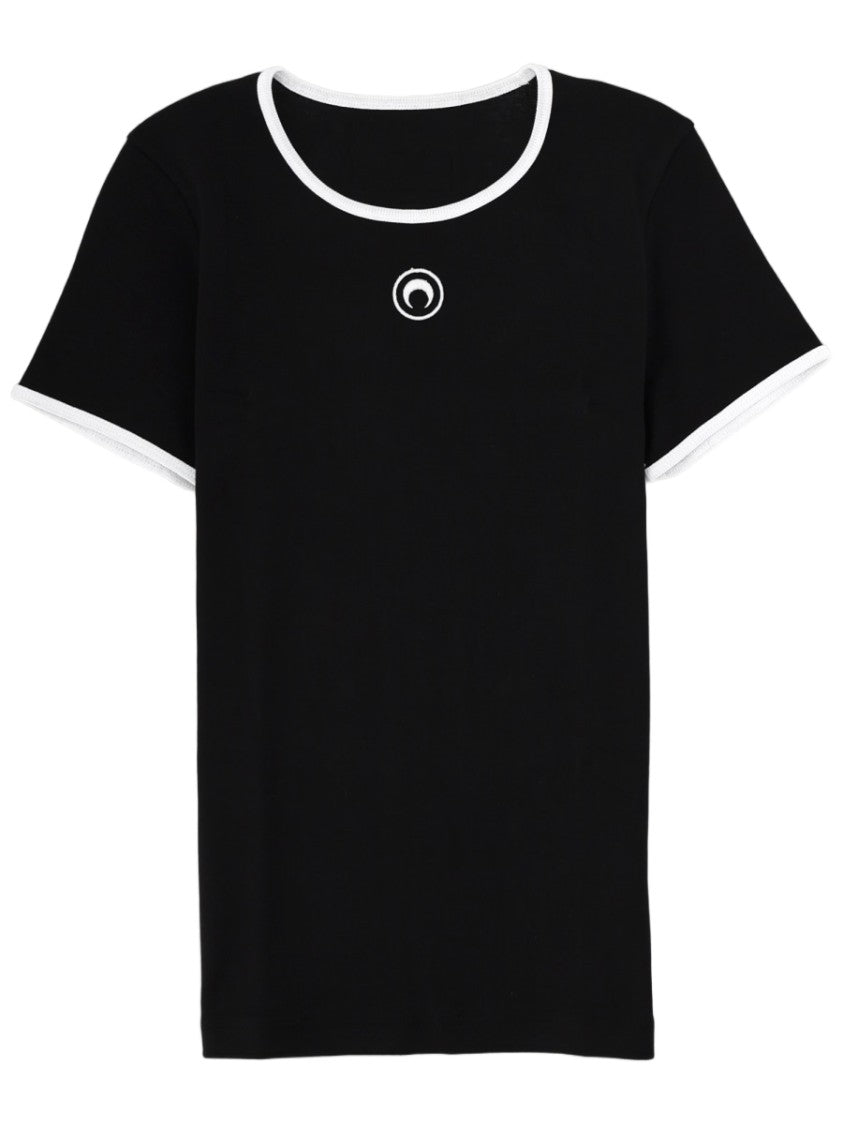 Marine Serre Logo Cotton White Trim T-Shirt