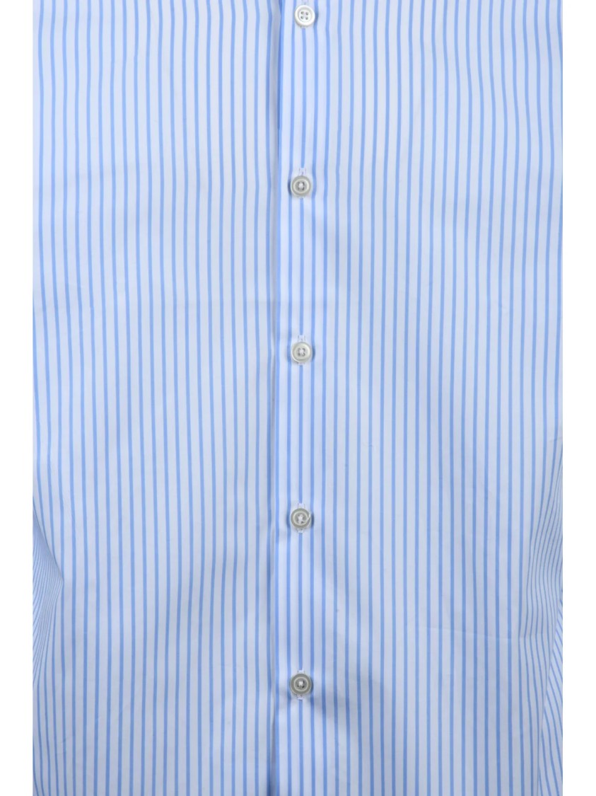 Ghirardelli White Light Blue Two-Tone Cotton Button-Down Shirt