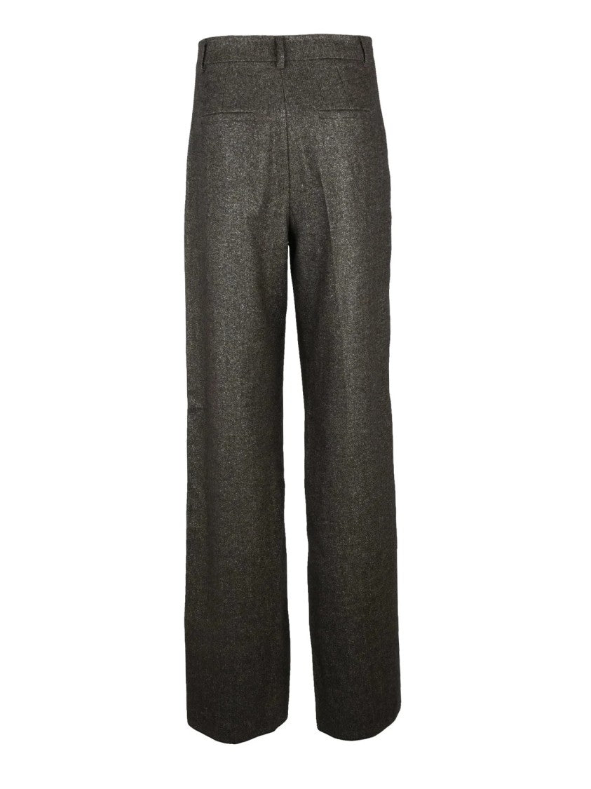 Marella High-Waist Brown Trousers With Shimmering Texture