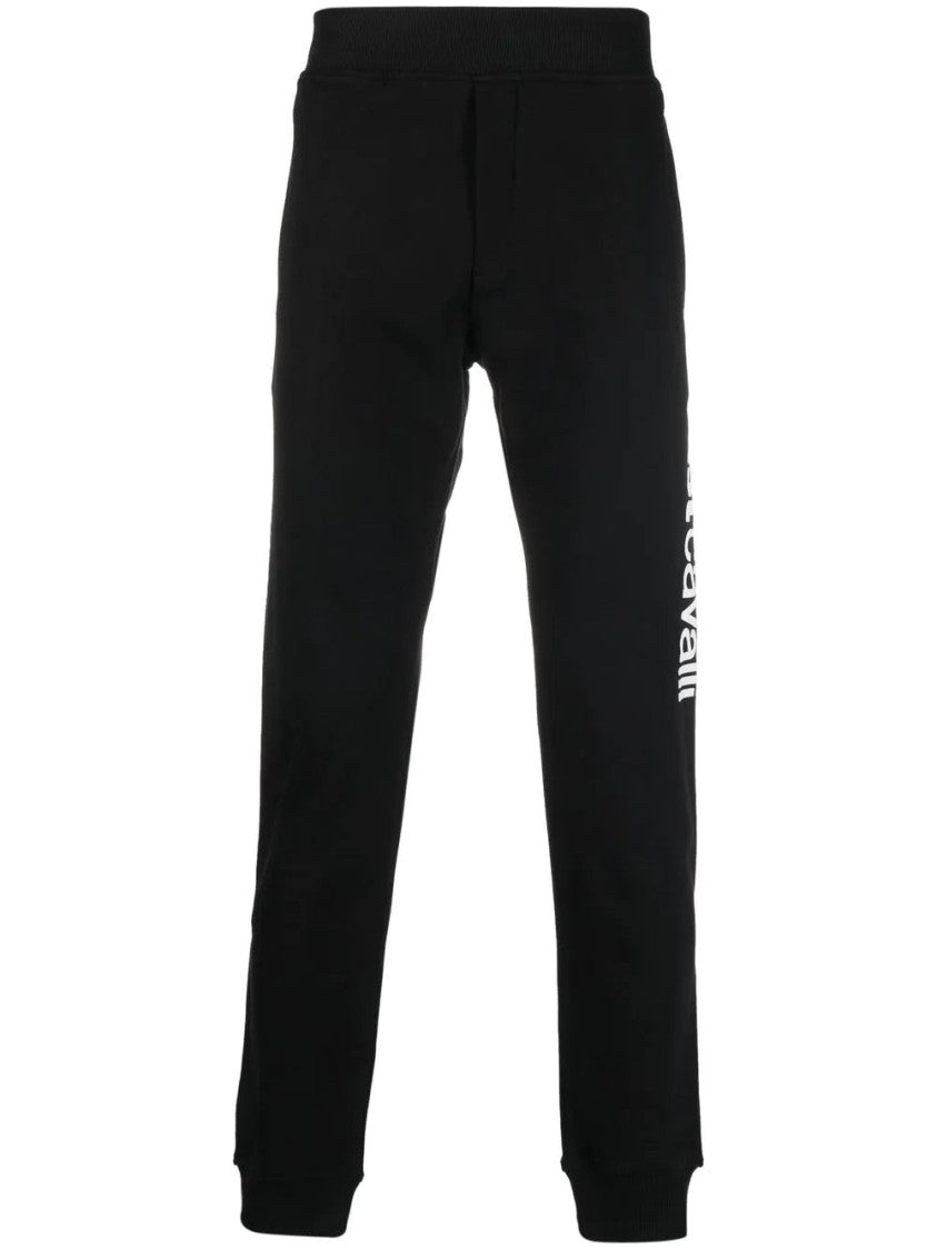 Just Cavalli Fitted Black Activewear Trousers With Signature Logo
