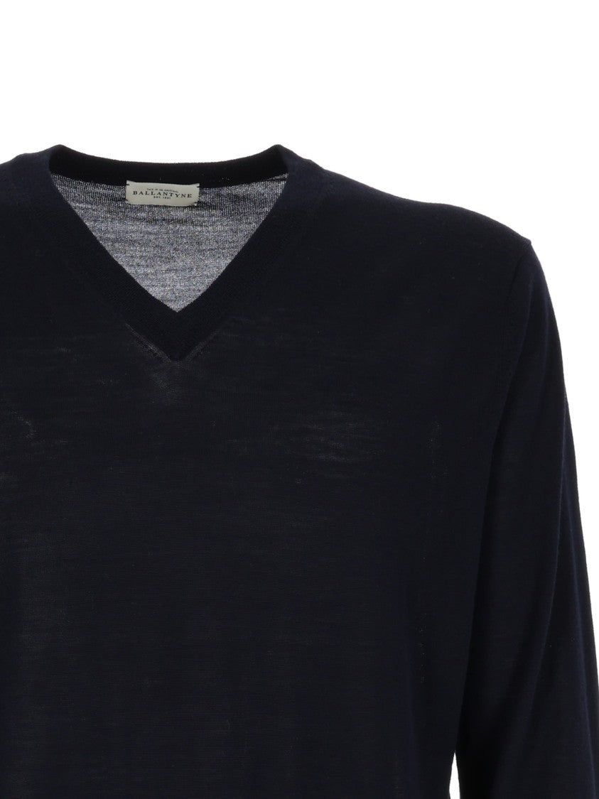 Ballantyne V Neck Ribbed Sweater