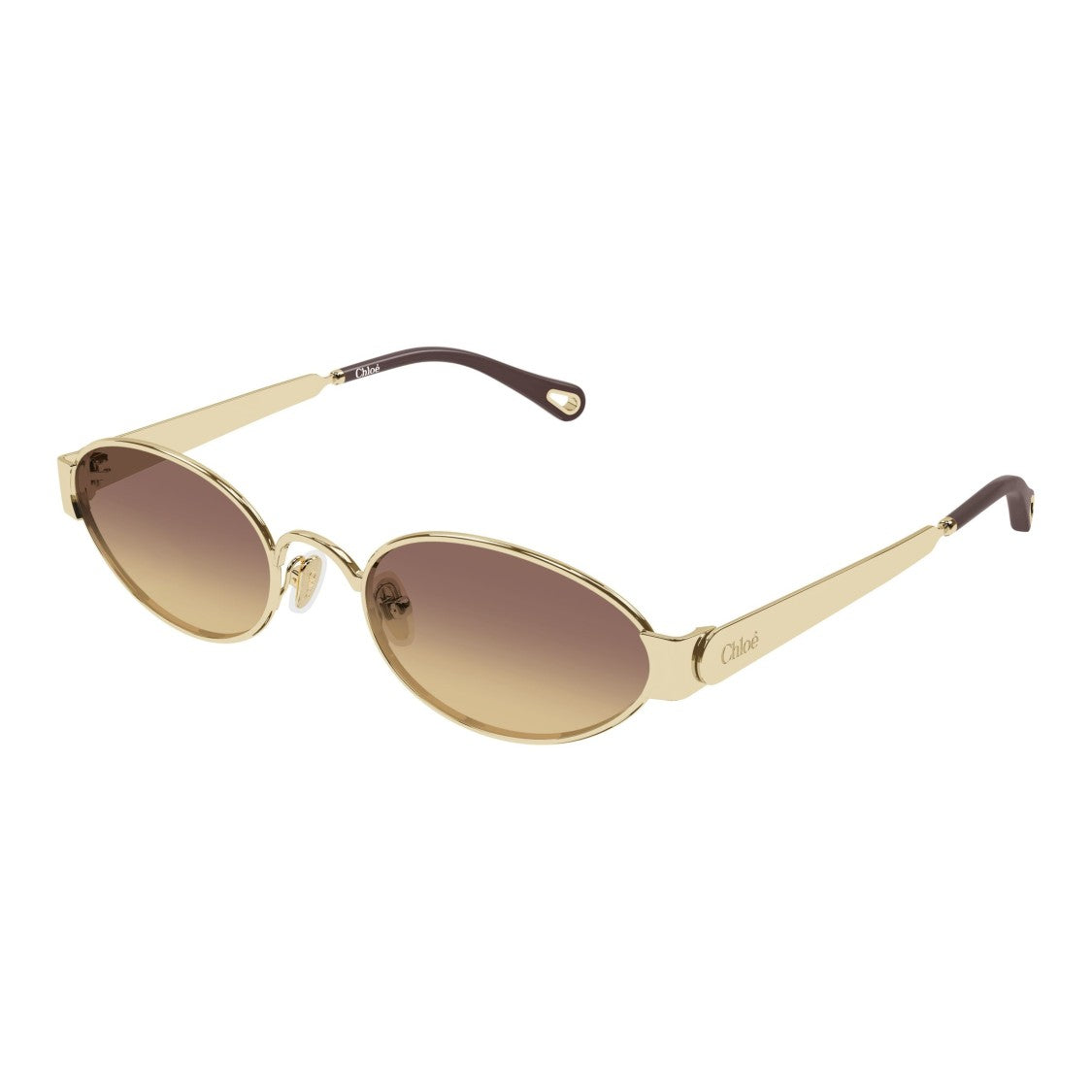 Chloé Oval Gold-Finish Sunglasses With Gradient Lenses