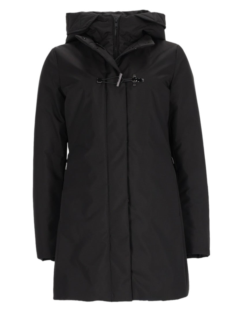 Fay Hooded Minimalist Black Polyamide Parka
