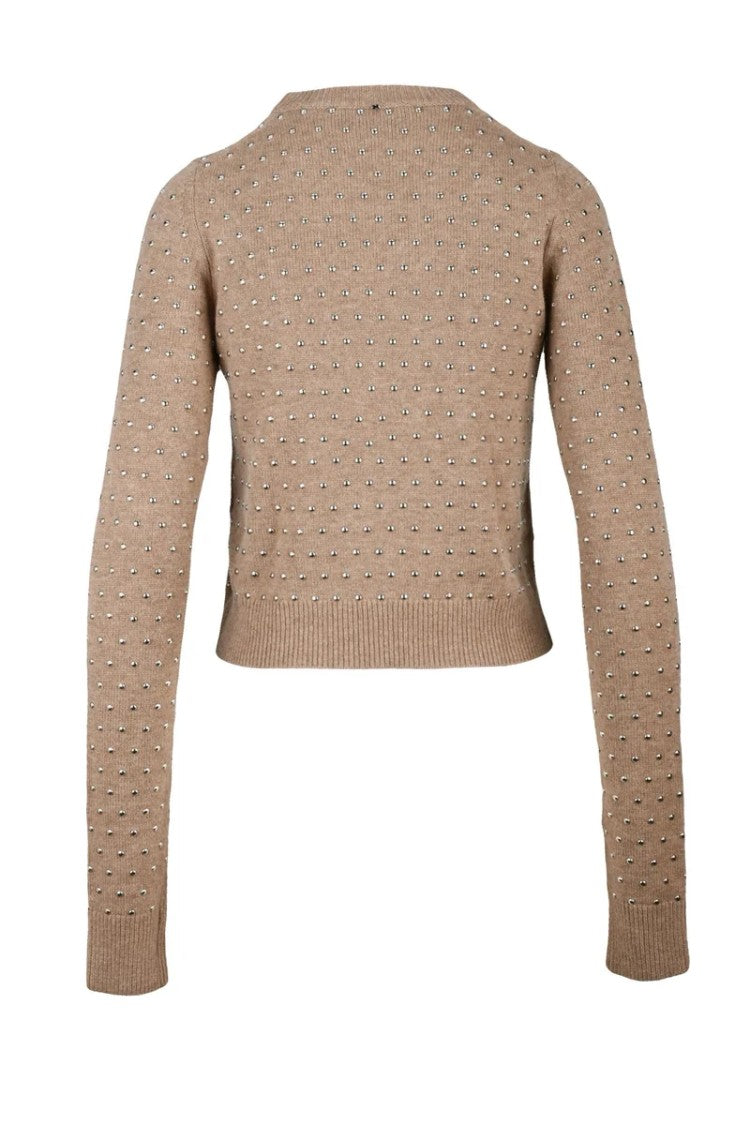 Sportmax Sierra Short Sweater With Studs - Beige