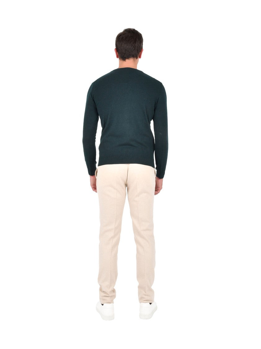 Franzese Collection Crewneck Sweater In Deep Green Wool-Cashmere Blend