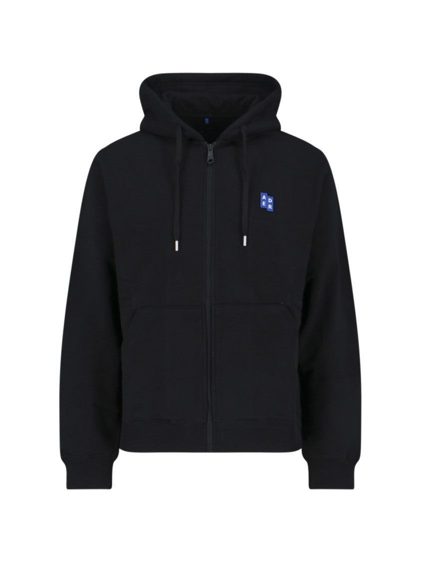 Ader Error "Trs Tag" Zip Sweatshirt, In Black Cotton