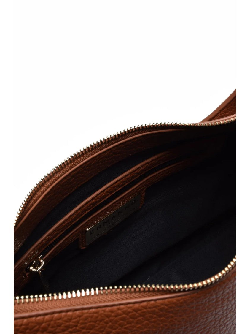 Ermanno Firenze Unity Shoulder Bag In Textured Cognac Polyurethane