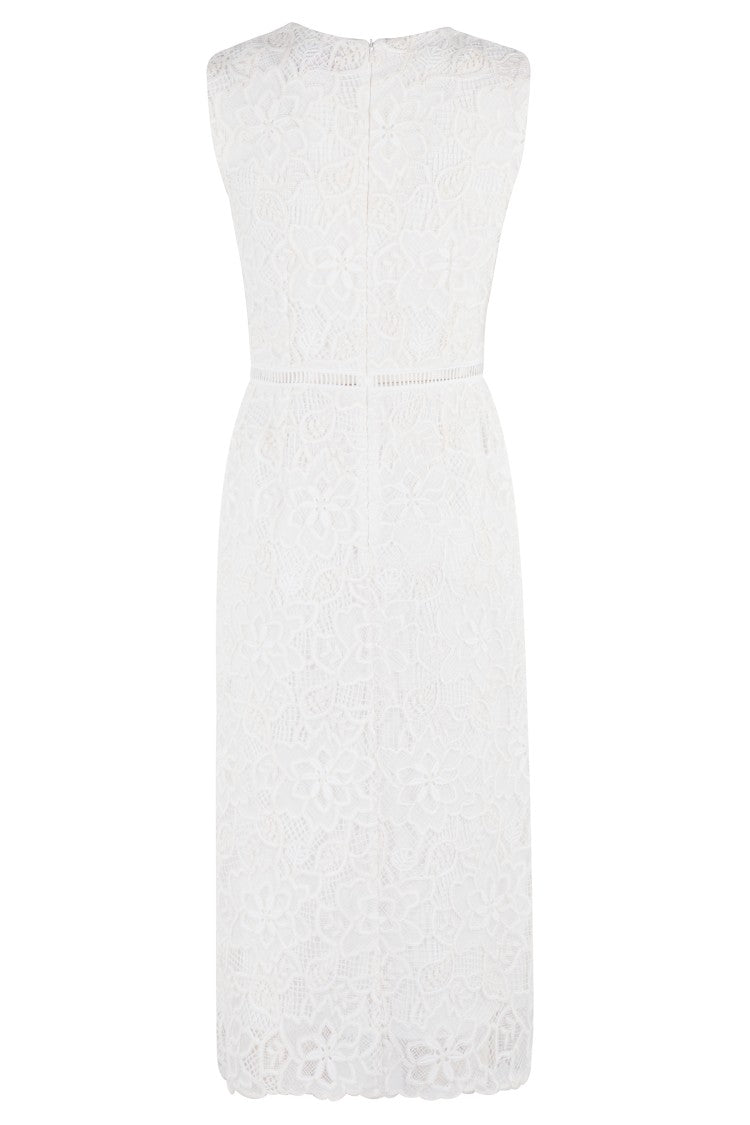 Ermanno Firenze Fitted Macramé Lace Midi Dress