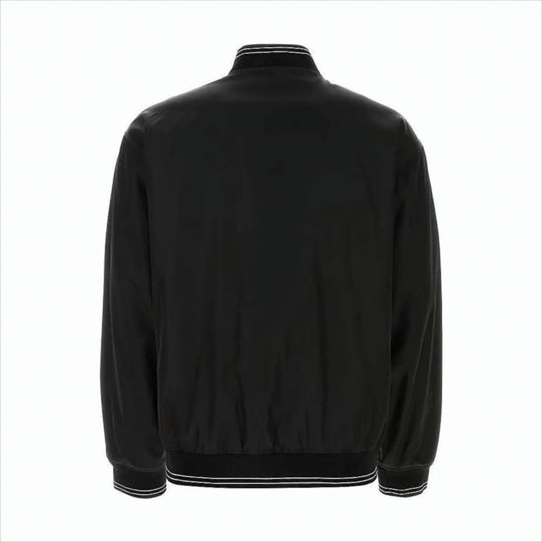 Prada Classic Black Bomber Jacket With Ribbed Cuffs