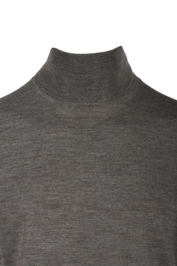 Filippo De Laurentiis Brown Merino Wool Men's Merino Wool Turtleneck