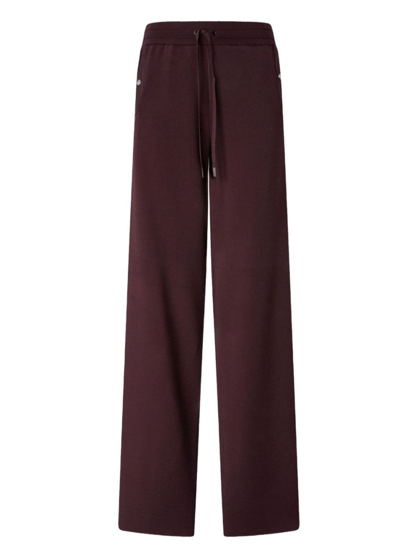 Pinko Wide-Leg Trousers In Deep Burgundy