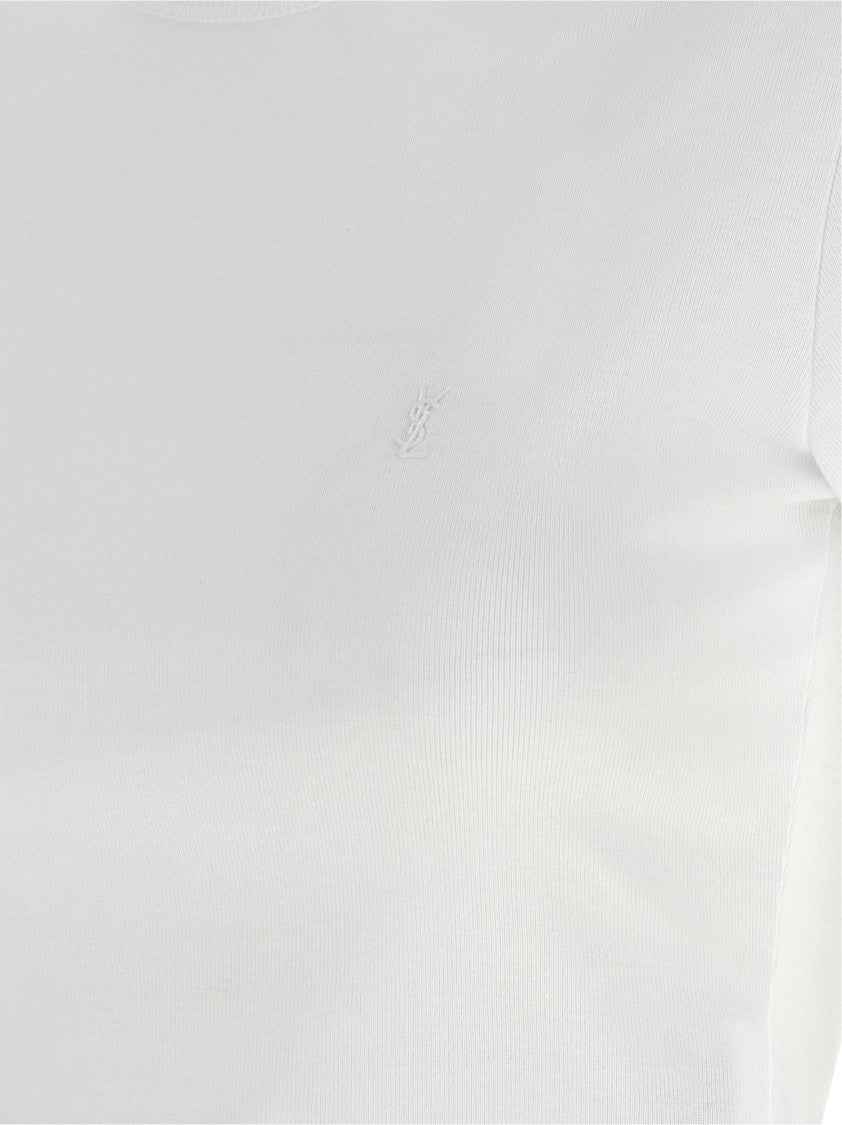 Saint Laurent 'Cassandre' Embroidered Cotton Jersey T-Shirt