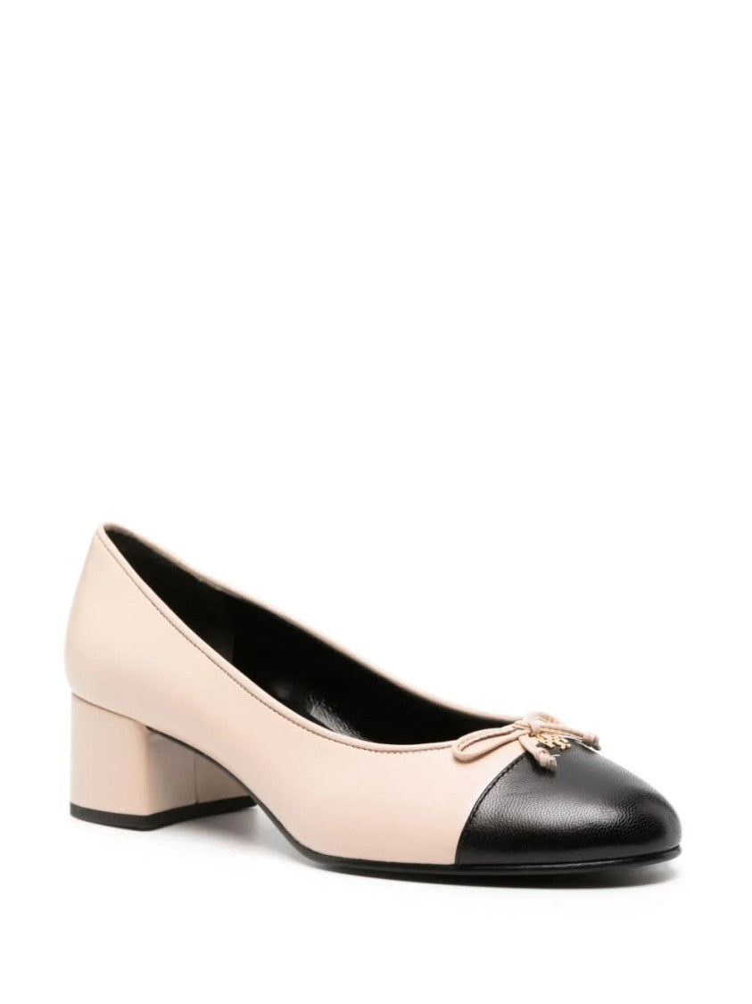 Tory Burch Multicolour Cap-Toe Bow Detail Leather Pumps