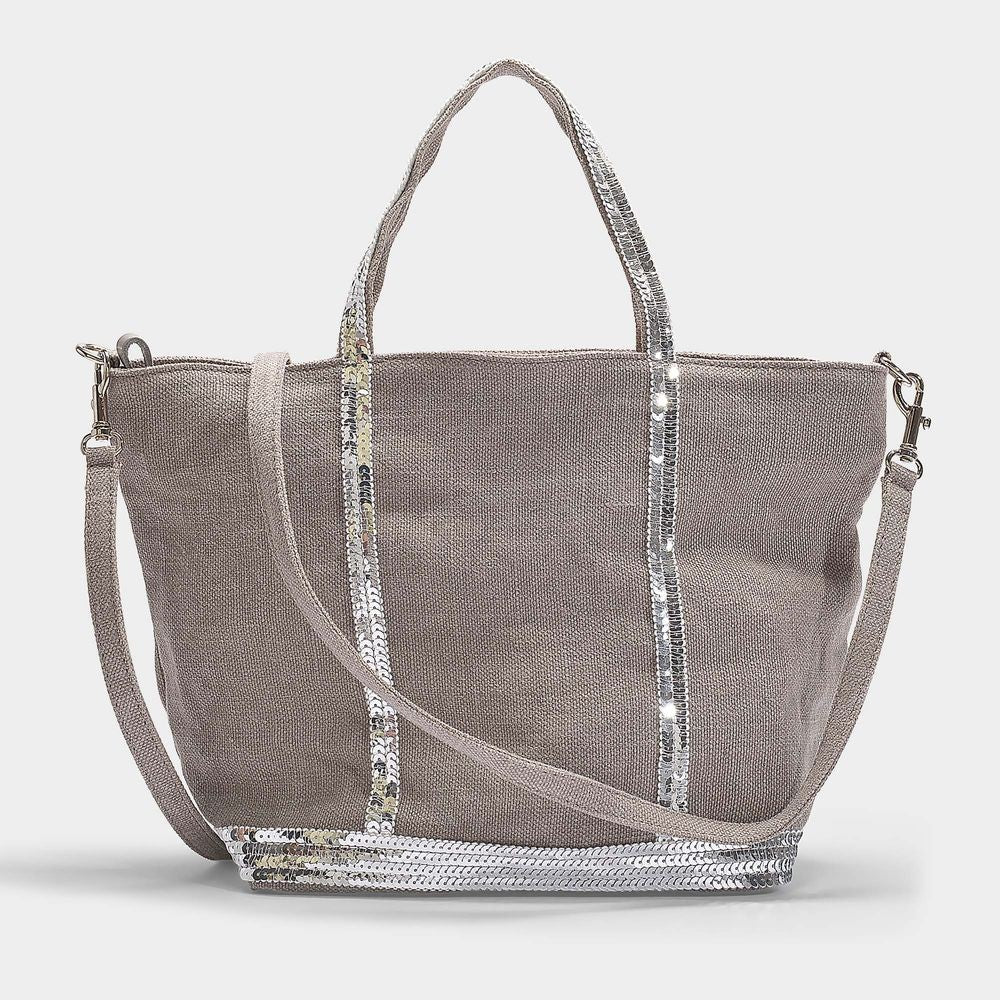 Vanessa Bruno Grey Linen/Sequins Blend Petit Cabas Tote