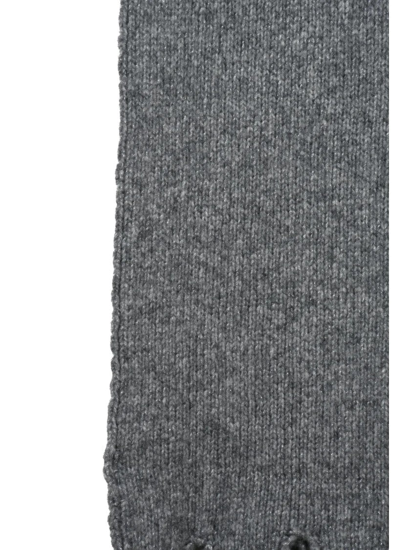 Alpha Studio Grey Textured Luminous Wool-Blend Scarf