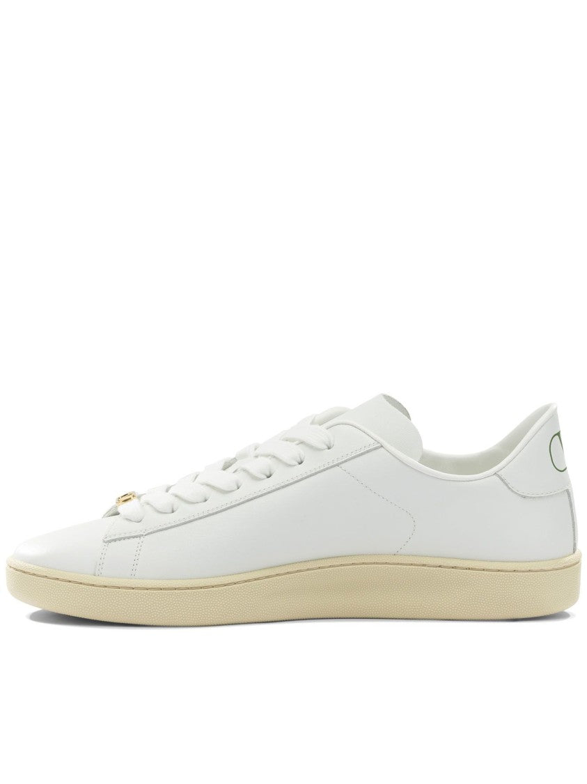 Valentino White Minimalist Smooth Leather Low-Top Sneakers