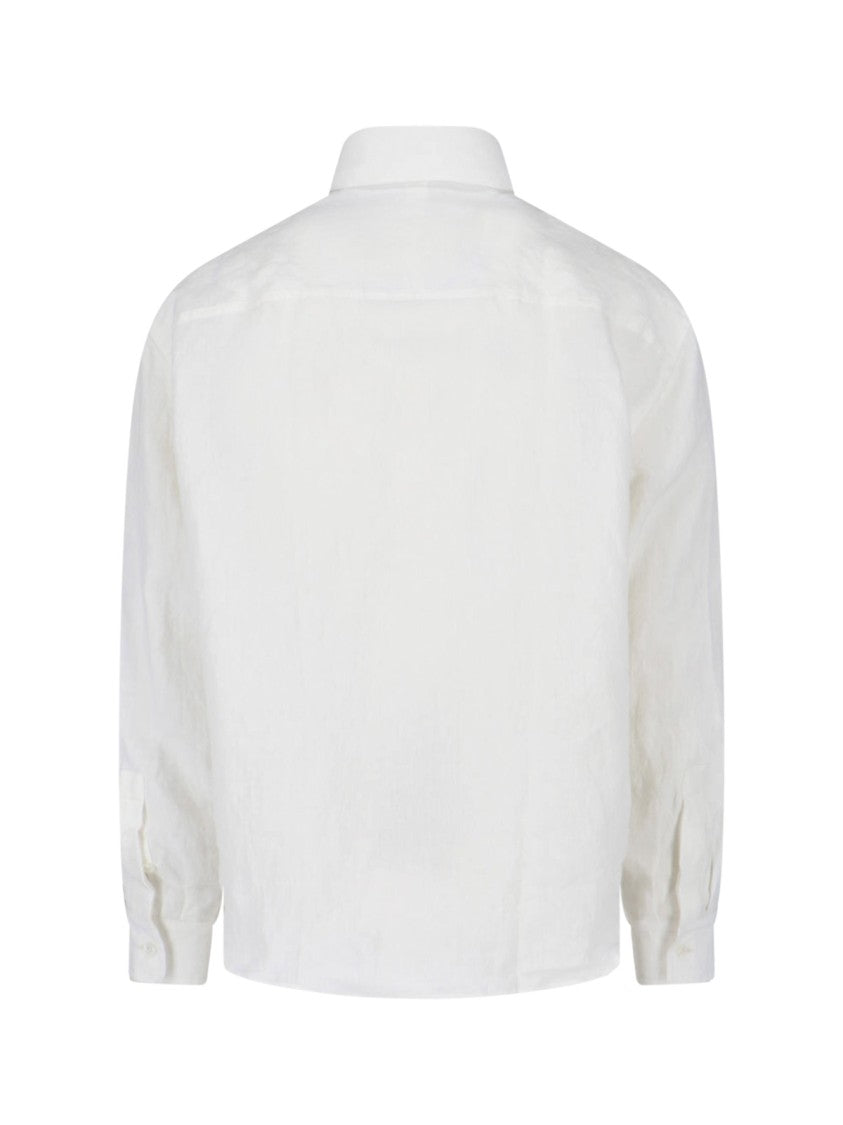 Lardini White Long-Sleeved Front Pocket Shirt