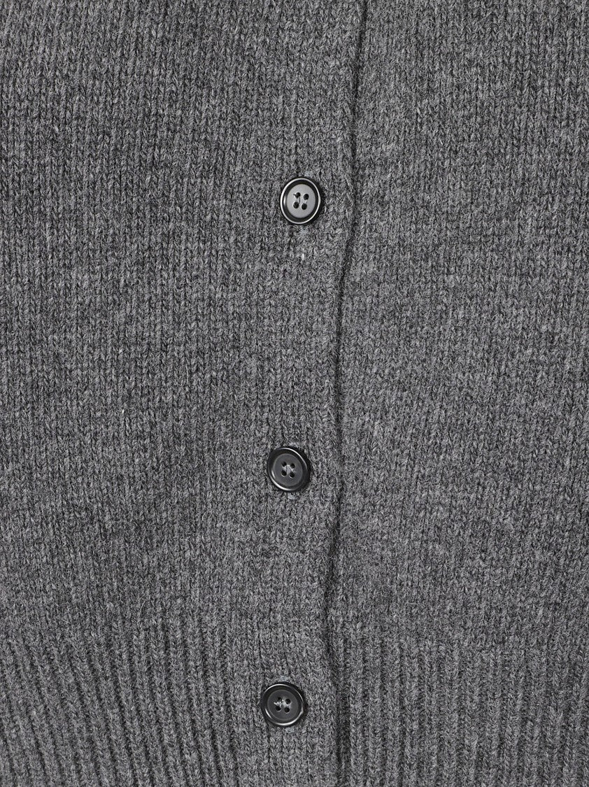 Max Mara Cropped Sweater With Ribbed Knit Texture And Button-Down Front