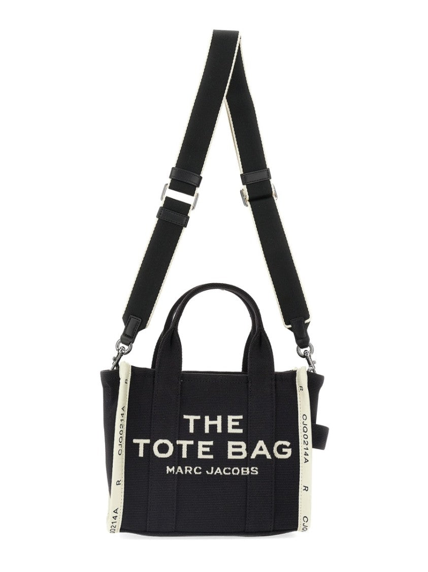Marc Jacobs Black Cotton Blend Small Logo Tote Bag