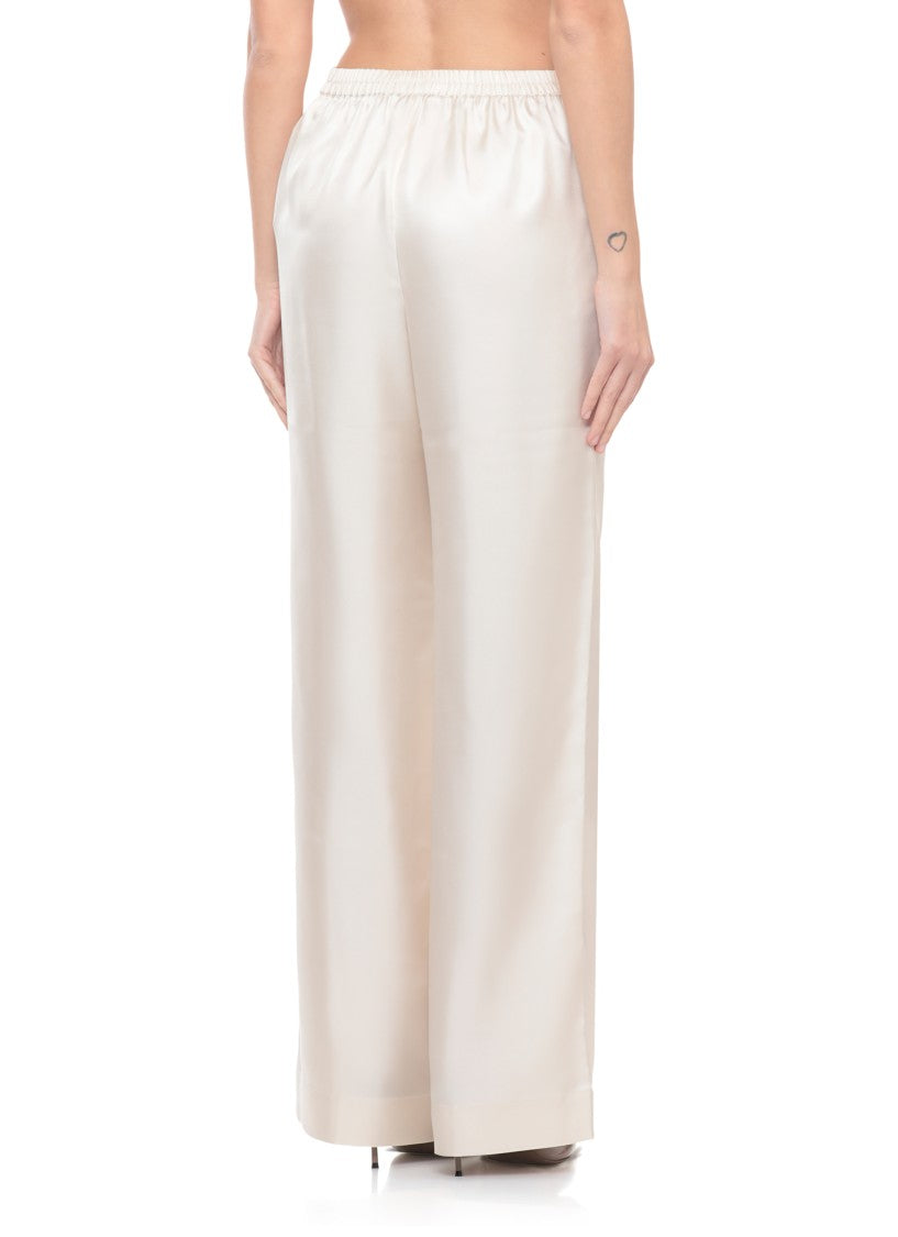 Loulou De Saison Ivory Lars Embroidered Silk Straight-Leg Pants