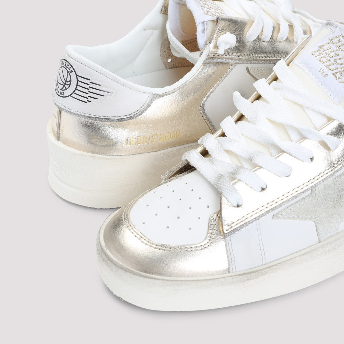Golden Goose Platinum Cow Leather Stardan Sneakers