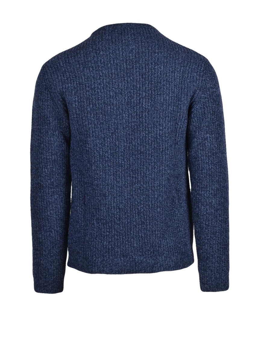 Daniele Fiesoli Ribbed Textured Crewneck Sweater In Deep Blue