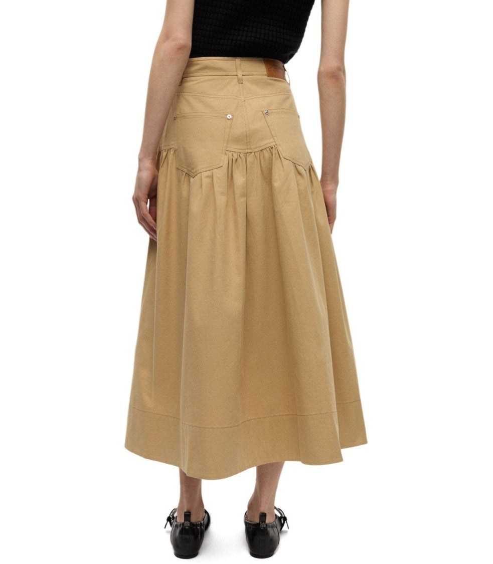 Ganni Beige Midi Skirt