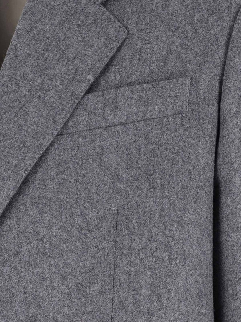 Ami Paris Single-Breasted Grey Virgin Wool Blazer With Classic Lapel