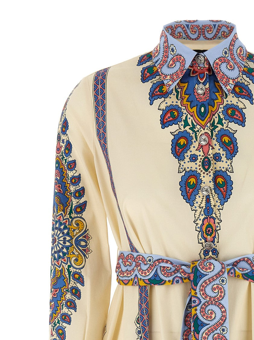 Etro Medallion-Pattern Cotton Poplin Dress With Paisley Detail