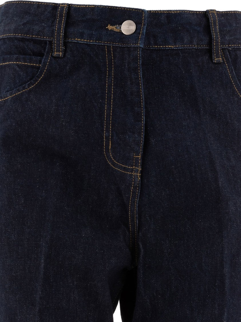 Sandbeige Indigo Straight-Leg Jeans With Cuffed Hem