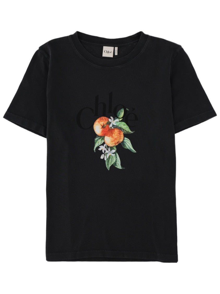 Chloé Baby Fit Artistic Logo Cotton T-Shirt