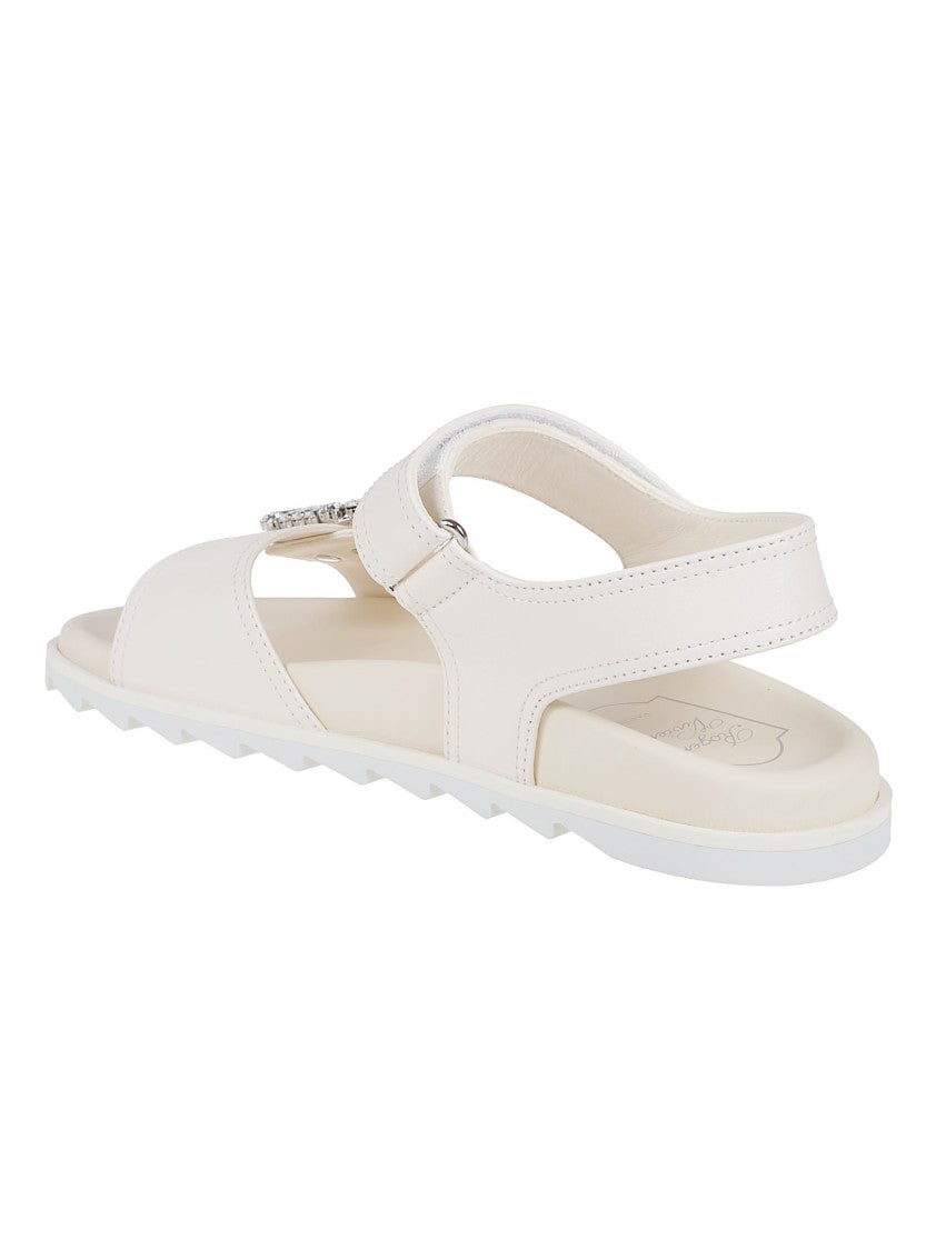 Roger Vivier Minimalist Lambskin Sandals With Crystal Embellishment