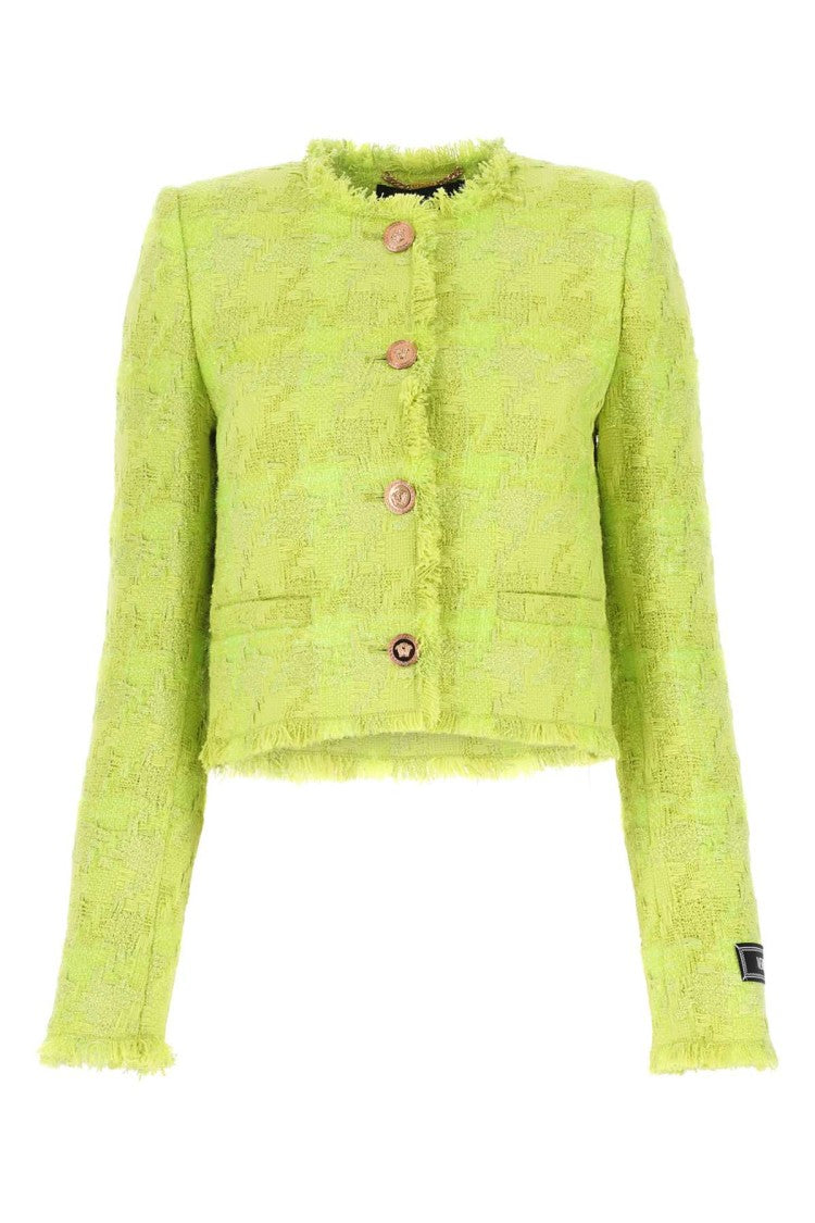 Versace Acid Green Bouclé Blazer