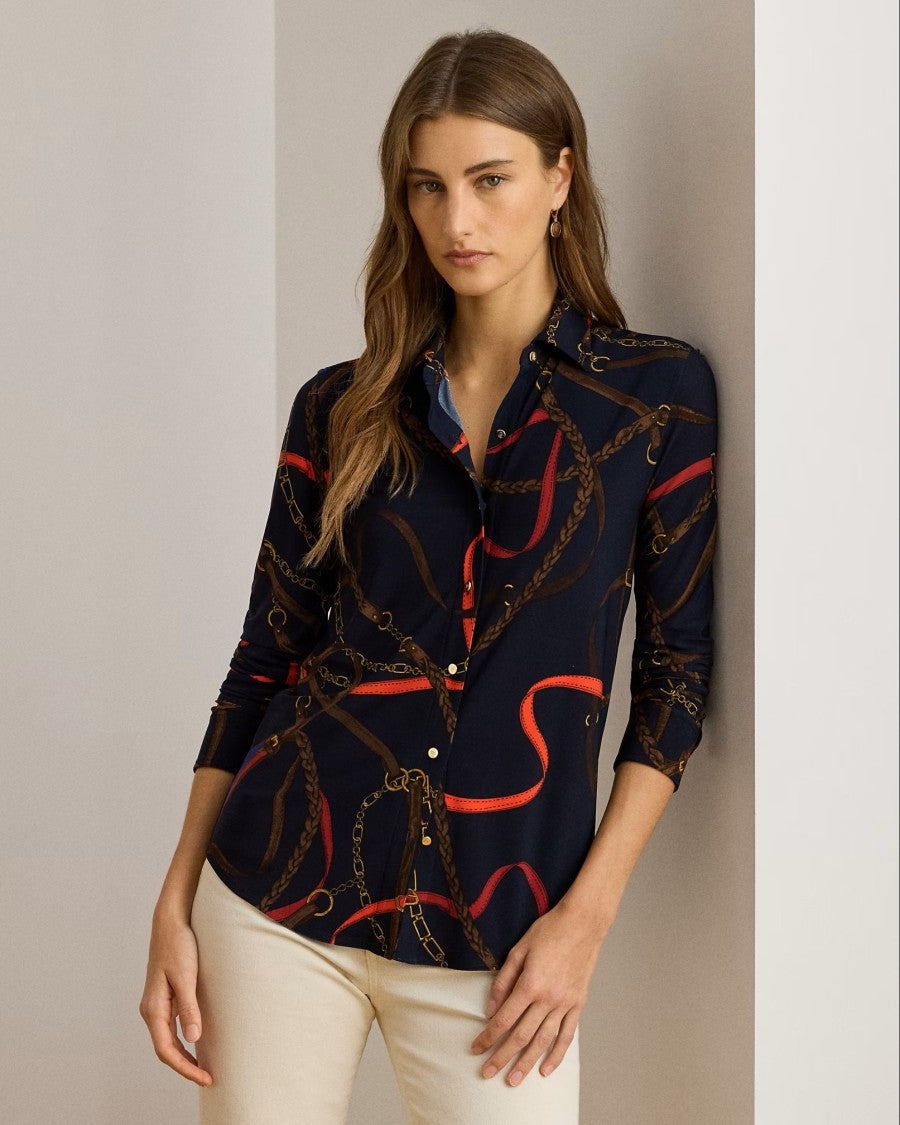 Lauren Ralph Lauren Daquane Long Sleeve Shirt With Intricate Pattern