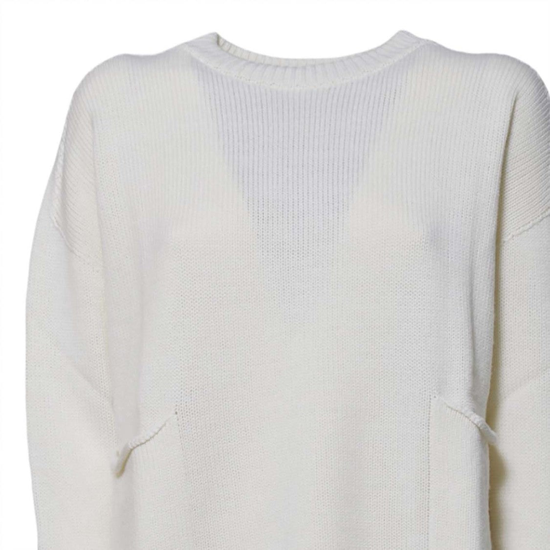 Solotre Cream Knit Sweater With Relaxed Fit And Classic Pattern