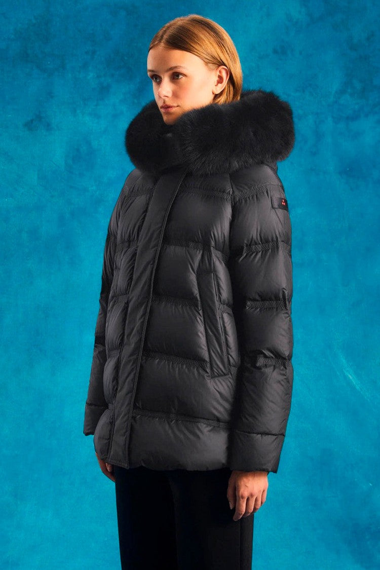 Peuterey Black Hooded Quilted Polyester Puffer Jacket